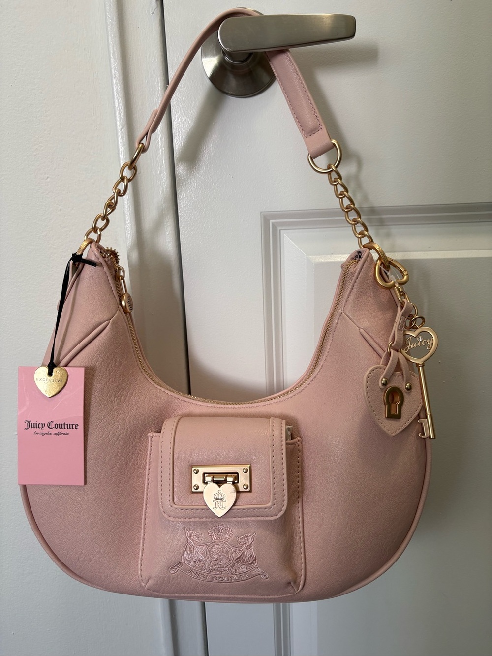 Juicy Couture Blush Pink Shoulder Hobo with Gold Hardware